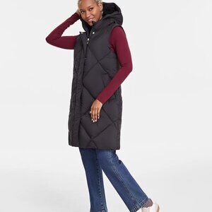 New Sam Edelman Quilted Hooded Puffer Vest, Black Sizes L, XL